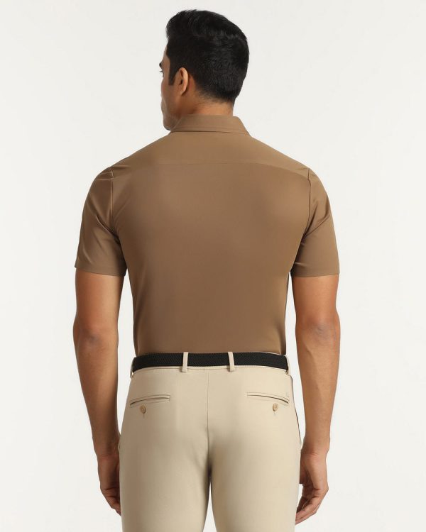 TechPro Formal Half Sleeve Blackberry Shirt-Ochre - Image 2