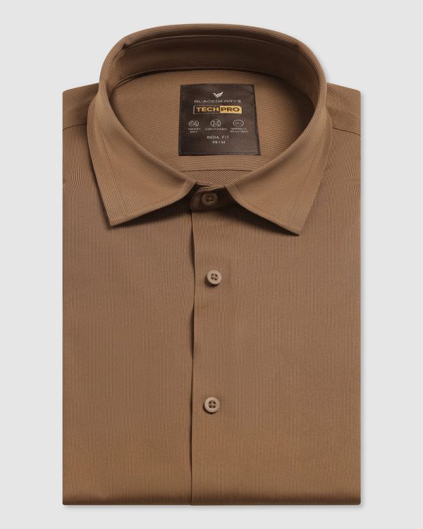 TechPro Formal Half Sleeve Blackberry Shirt-Ochre - Image 3