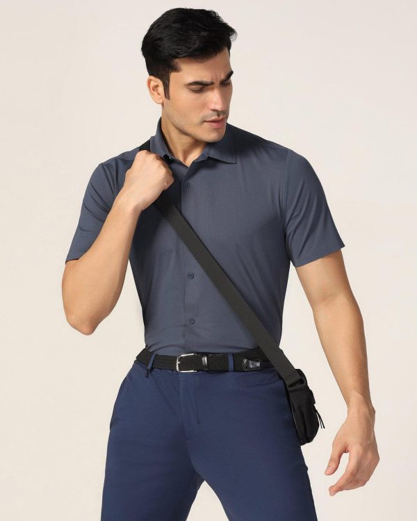 TechPro Formal Half Sleeve Blackberry Shirt-Midnight Blue