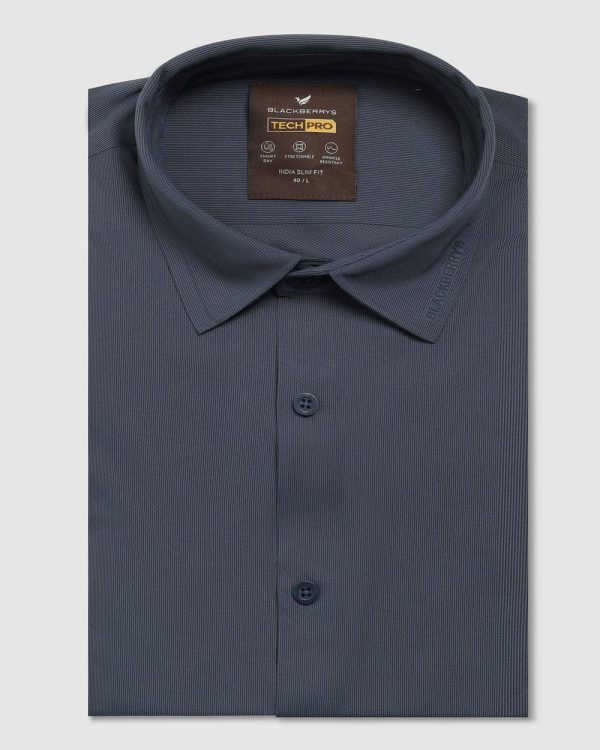 TechPro Formal Half Sleeve Blackberry Shirt-Midnight Blue - Image 4
