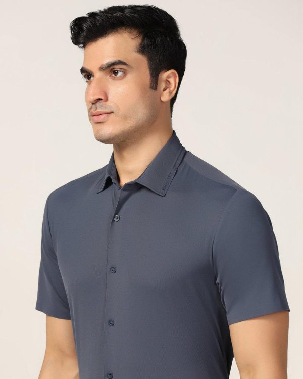 TechPro Formal Half Sleeve Blackberry Shirt-Midnight Blue - Image 3