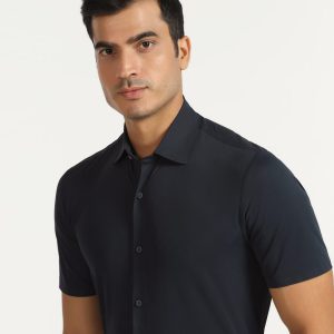 TechPro Formal Half Sleeve Blackberry Shirt-Black