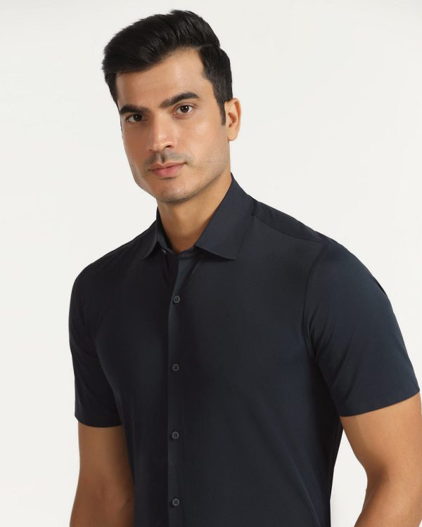 TechPro Formal Half Sleeve Blackberry Shirt-Black