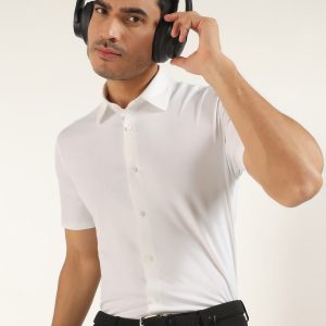 TechPro Formal Half Sleeve Blackberry Shirt-White