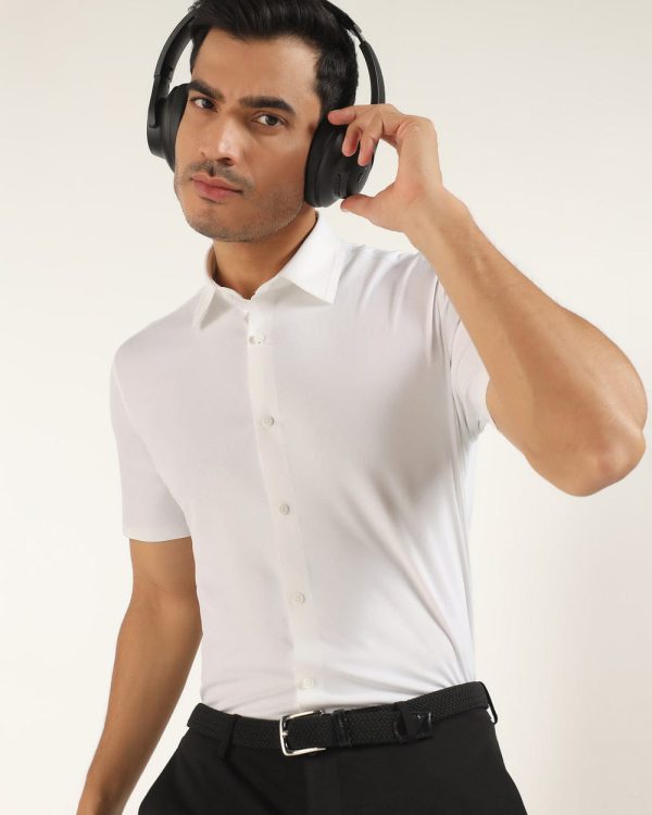 TechPro Formal Half Sleeve Blackberry Shirt-White