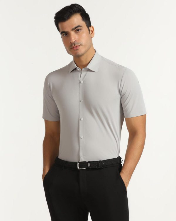 TechPro Formal Half Sleeve Blackberry Shirt-Grey