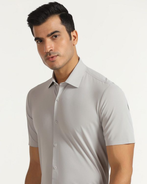 TechPro Formal Half Sleeve Blackberry Shirt-Grey - Image 3