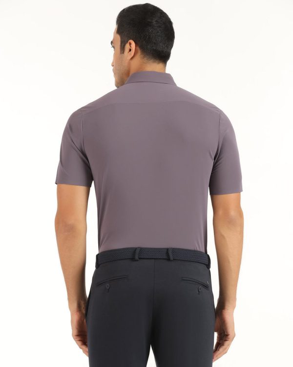 TechPro Formal Half Sleeve Blackberry Shirt-Mouse - Image 3