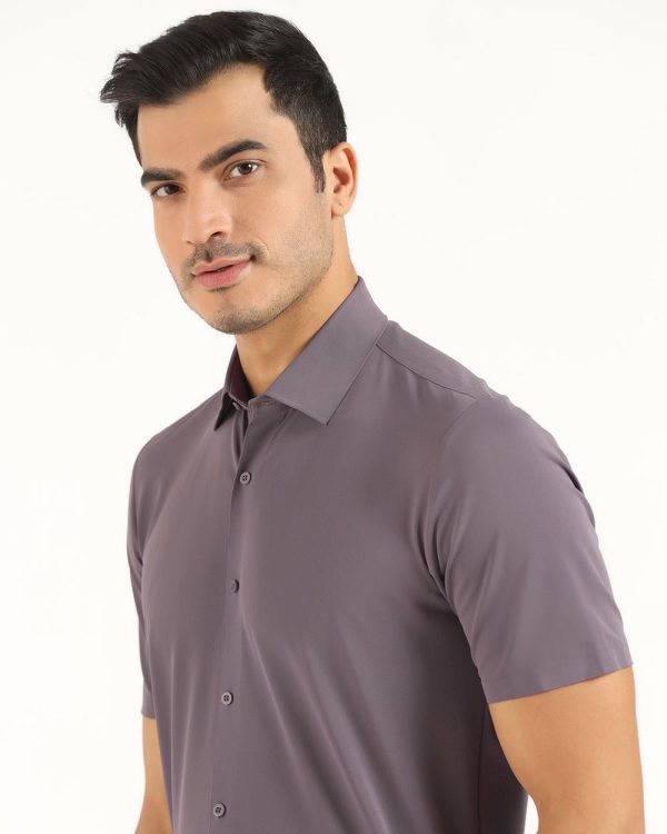 TechPro Formal Half Sleeve Blackberry Shirt-Mouse