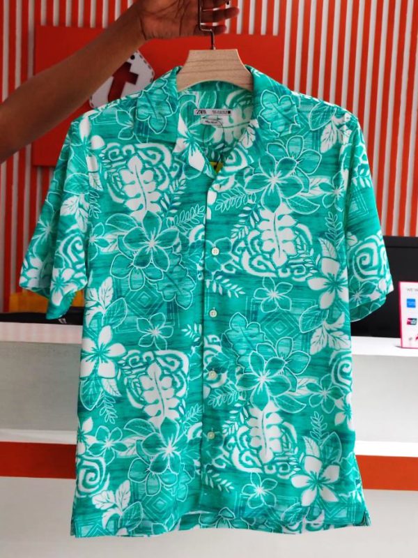 Tropical Green Floral Half Shirt