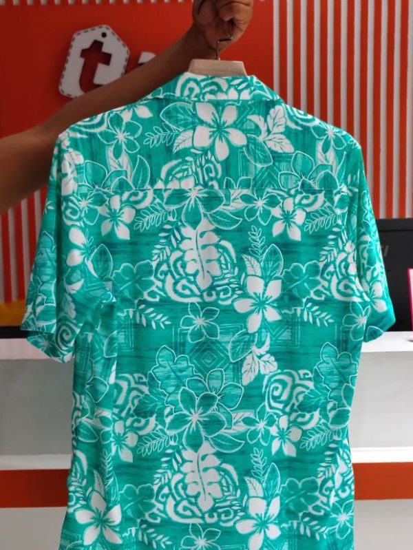Tropical Green Floral Half Shirt - Image 2