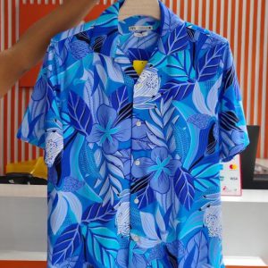 Blue Floral Resort Half Shirt